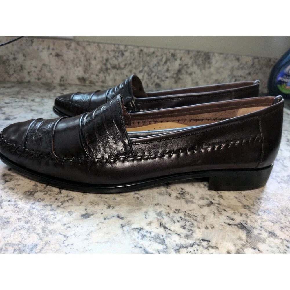 Giorgio Brutini Genuine Embossed Leather Loafers Brazil Mens Size 13D Burgundy